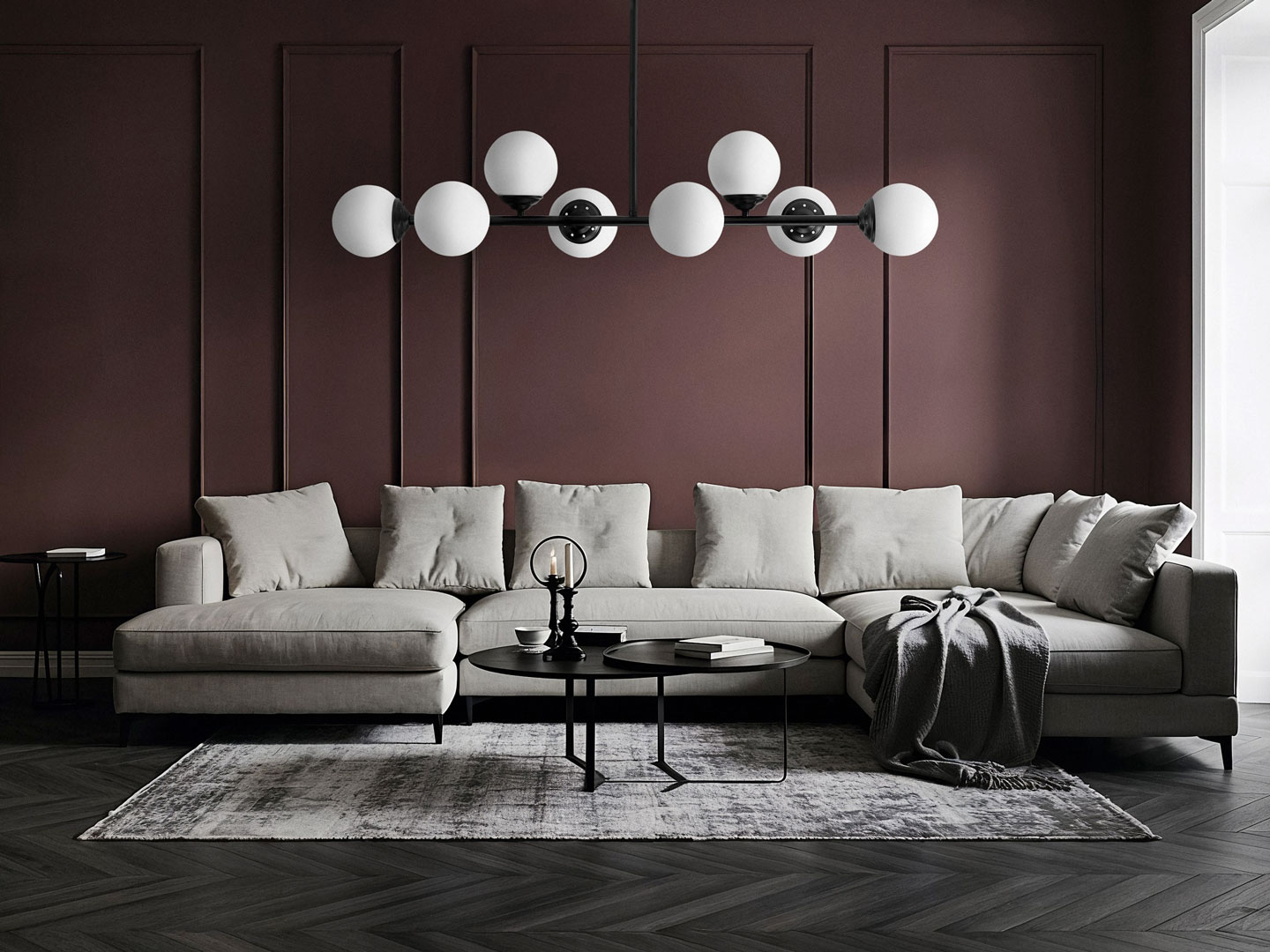 Crna visilica, luster na cjevčici, s kuglastim sjenilima od bijelog stakla - FINO - undefined slika 4