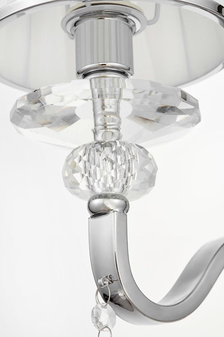 Zidna svjetiljka s kristalima, bijeli abažur, srebrna, kromirana zidna lampa - FEDERRICA W1 - Lumina Deco slika 3