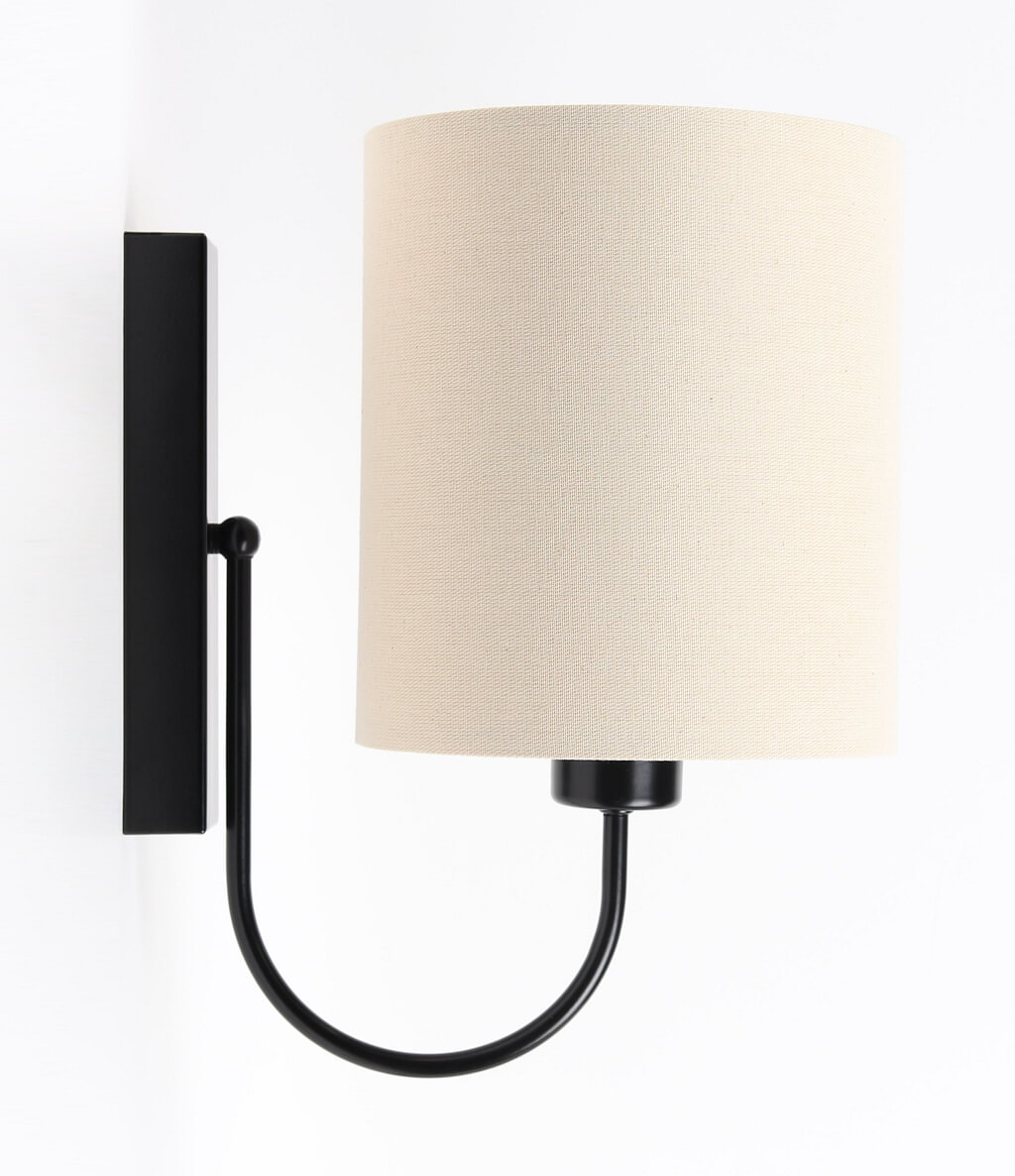 Svijetla kremasta zidna lampa u boho stilu s lanenim abažurom u obliku cilindra BOHO - BPS Koncept slika 2