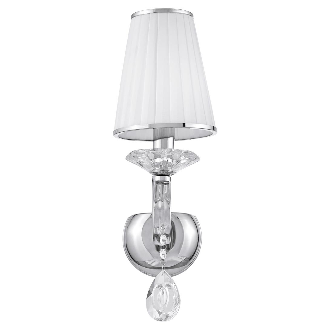 Krištalna zidna lampa s lančićima, bijeli abažur, srebrna zidna svjetiljka - FINEZZIA W1 - Lumina Deco slika 3