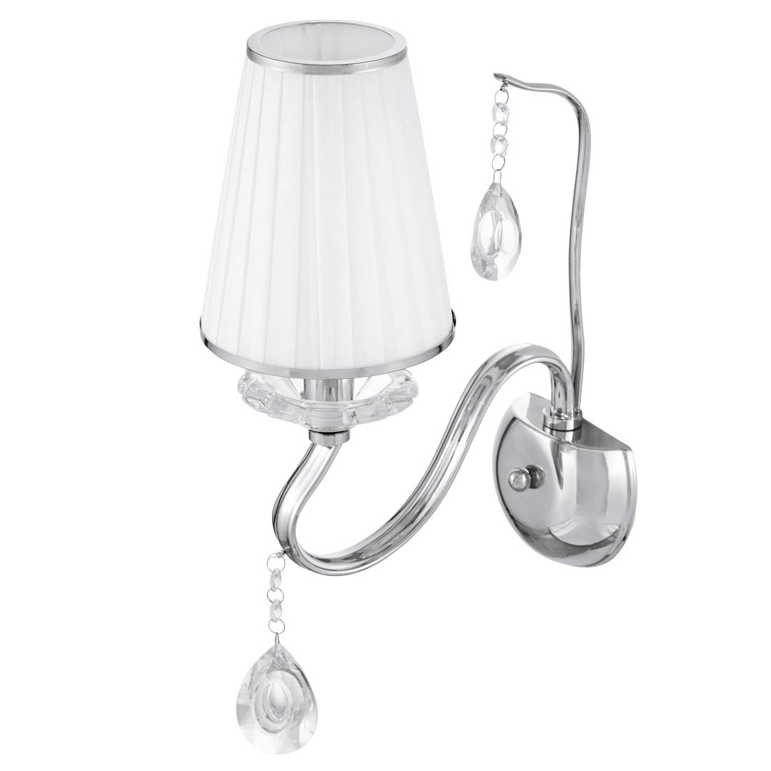 Krištalna zidna lampa s lančićima, bijeli abažur, srebrna zidna svjetiljka - FINEZZIA W1 - Lumina Deco slika 2