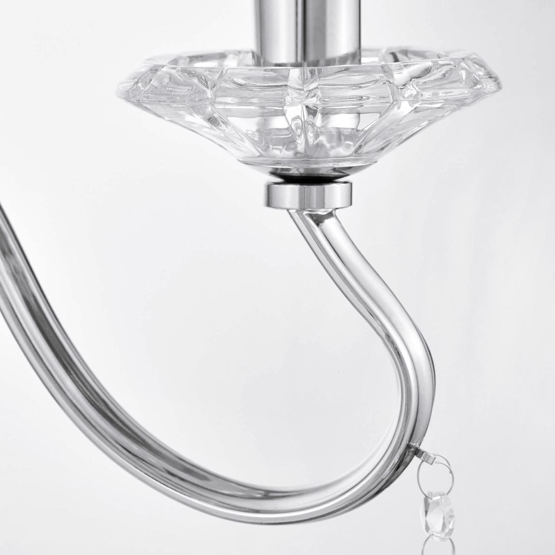 Krištalna zidna lampa s lančićima, bijeli abažur, srebrna zidna svjetiljka - FINEZZIA W1 - Lumina Deco slika 4