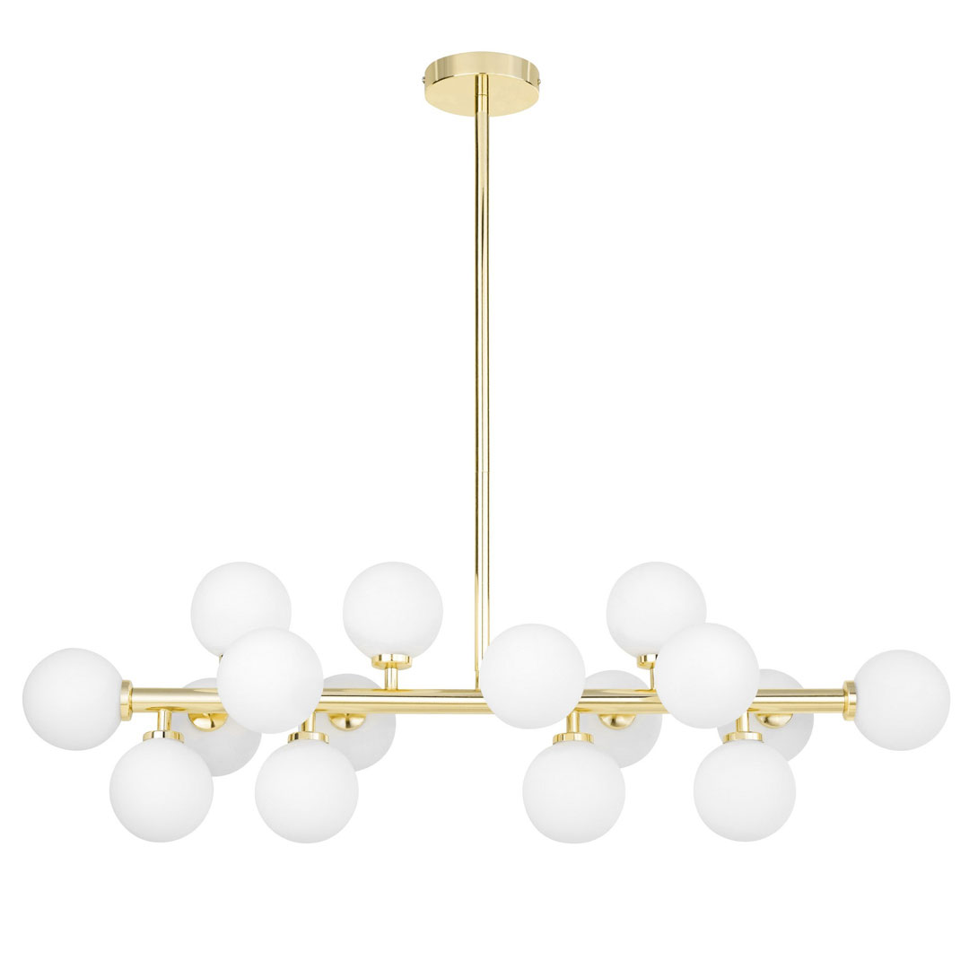 Zlatna visilica, viseća svjetiljka, bijele staklene kugle, moderni luster, klasično zlato - PETRICA - Lumina Deco slika 1
