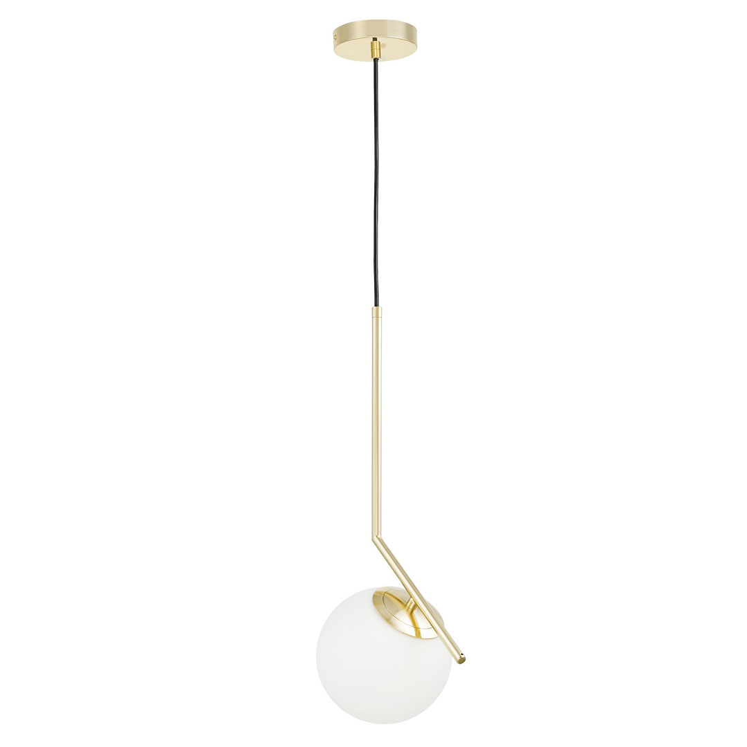 Zlatna visilica, viseća lampa, bijela staklena kugla, dizajnerski krak, klasično zlato - SORENTO - Lumina Deco slika 4