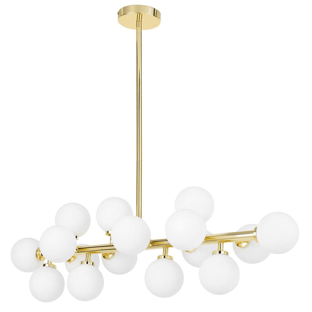 Zlatna visilica, viseća svjetiljka, bijele staklene kugle, moderni luster, klasično zlato - PETRICA - Lumina Deco slika 3