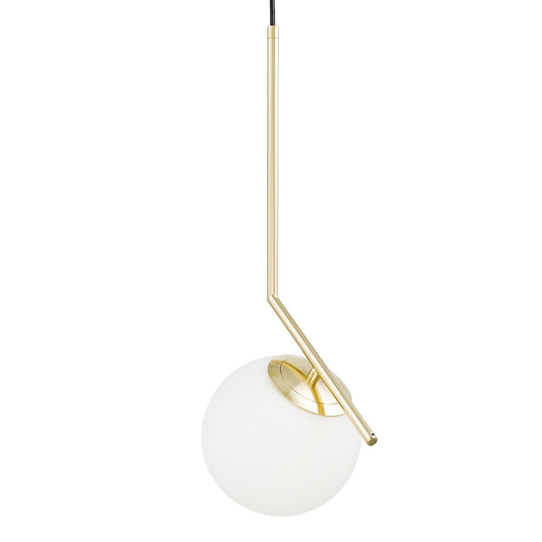 Zlatna visilica, viseća lampa, bijela staklena kugla, dizajnerski krak, klasično zlato - SORENTO - Lumina Deco slika 3