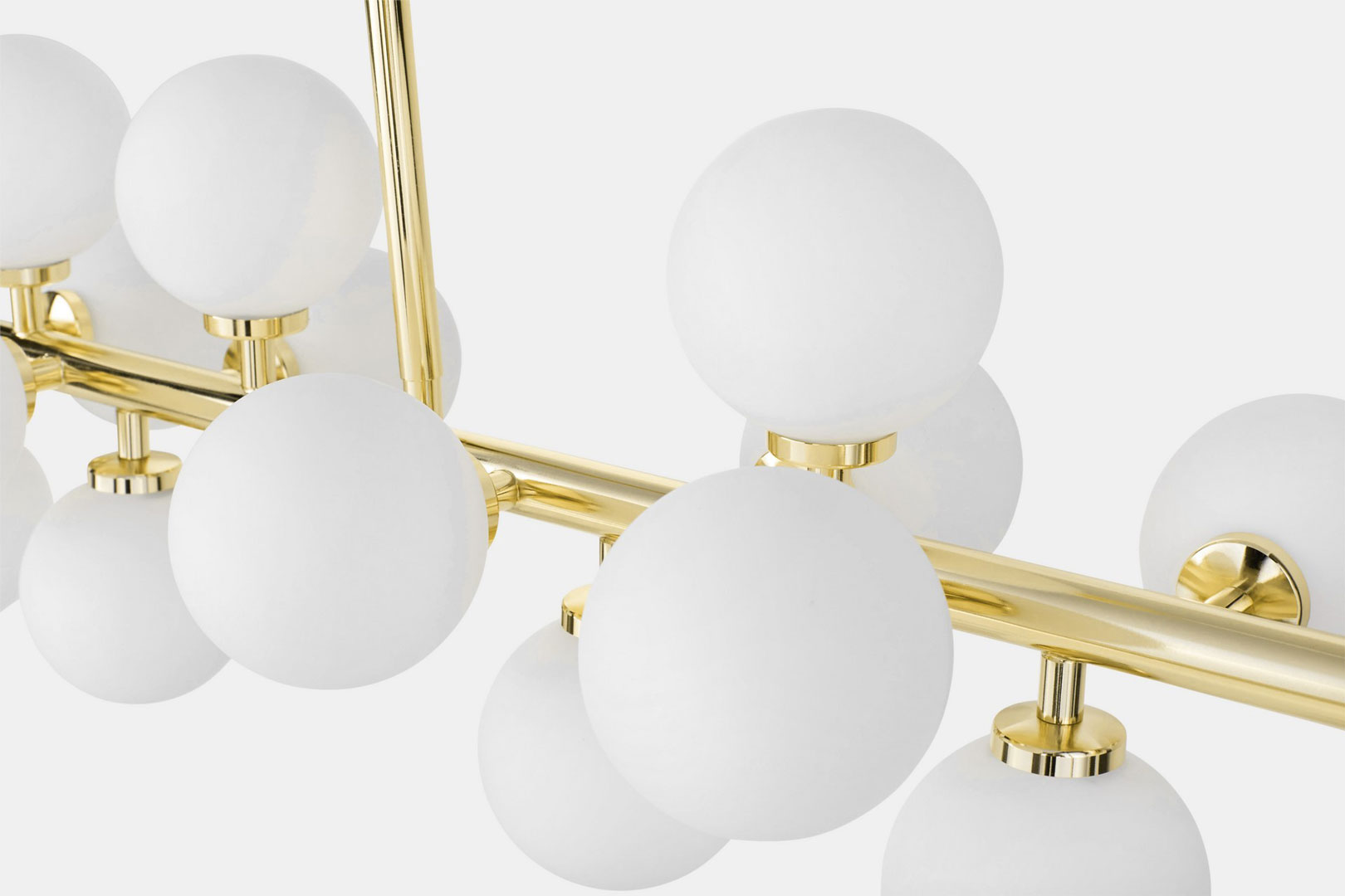 Zlatna visilica, viseća svjetiljka, bijele staklene kugle, moderni luster, klasično zlato - PETRICA - Lumina Deco slika 4