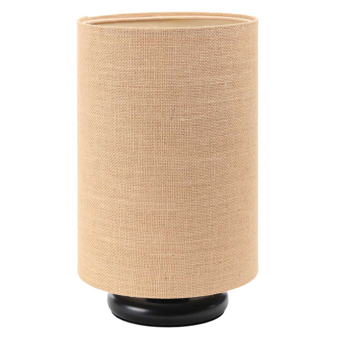Bež noćna lampa cilindričnog oblika s BOHO abažurom od jute - BPS Koncept slika 1