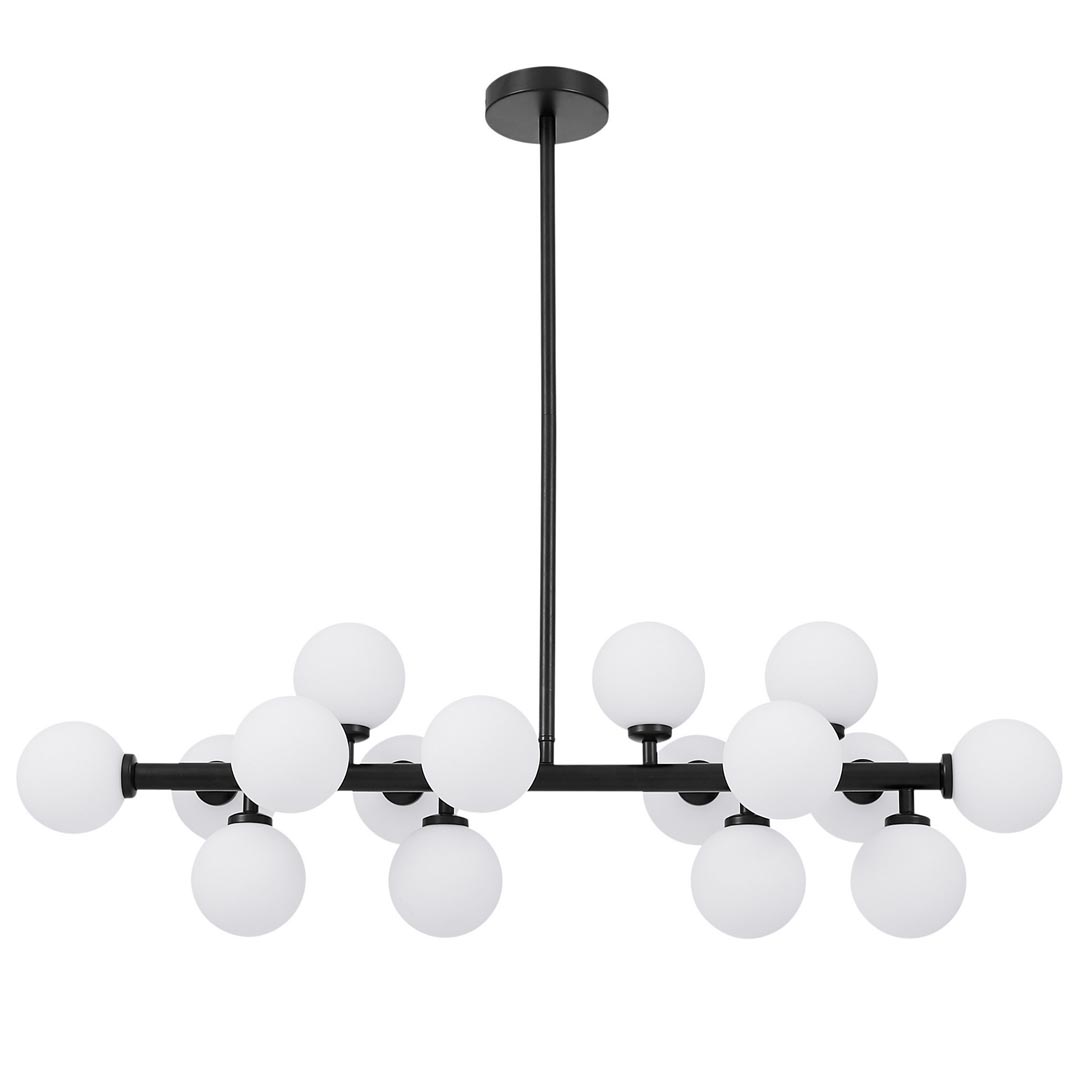 Ekskluzivni luster, crna viseća svjetiljka, visilica, bijele kuglice, staklena sjenila - PETRICA - Lumina Deco slika 1