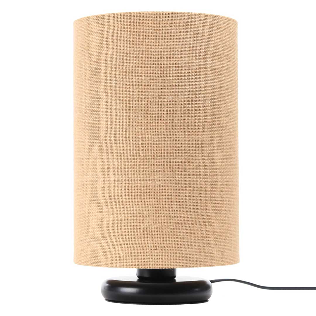 Bež noćna lampa cilindričnog oblika s BOHO abažurom od jute - BPS Koncept slika 3