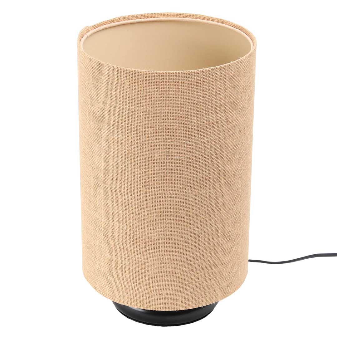 Bež noćna lampa cilindričnog oblika s BOHO abažurom od jute - BPS Koncept slika 2