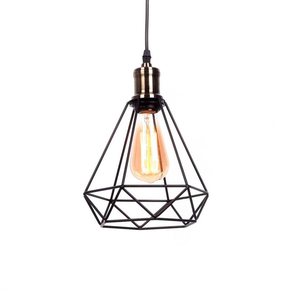 Crna viseća žičana svjetiljka, visilica, dijamant, metalna, dizajnerska - COBI - Lumina Deco slika 2