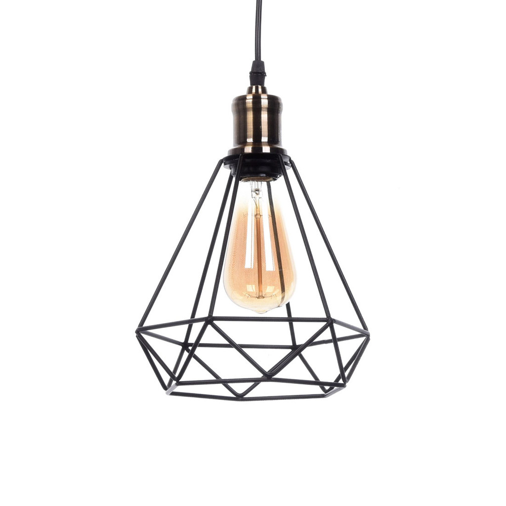 Crna viseća žičana svjetiljka, visilica, dijamant, metalna, dizajnerska - COBI - Lumina Deco slika 1