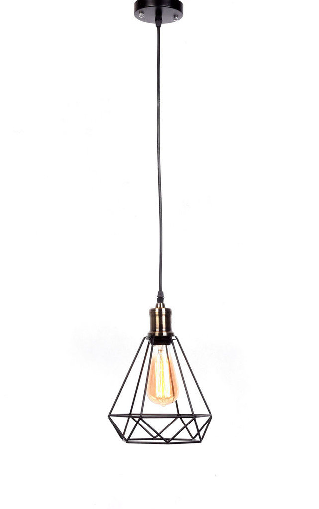 Crna viseća žičana svjetiljka, visilica, dijamant, metalna, dizajnerska - COBI - Lumina Deco slika 3