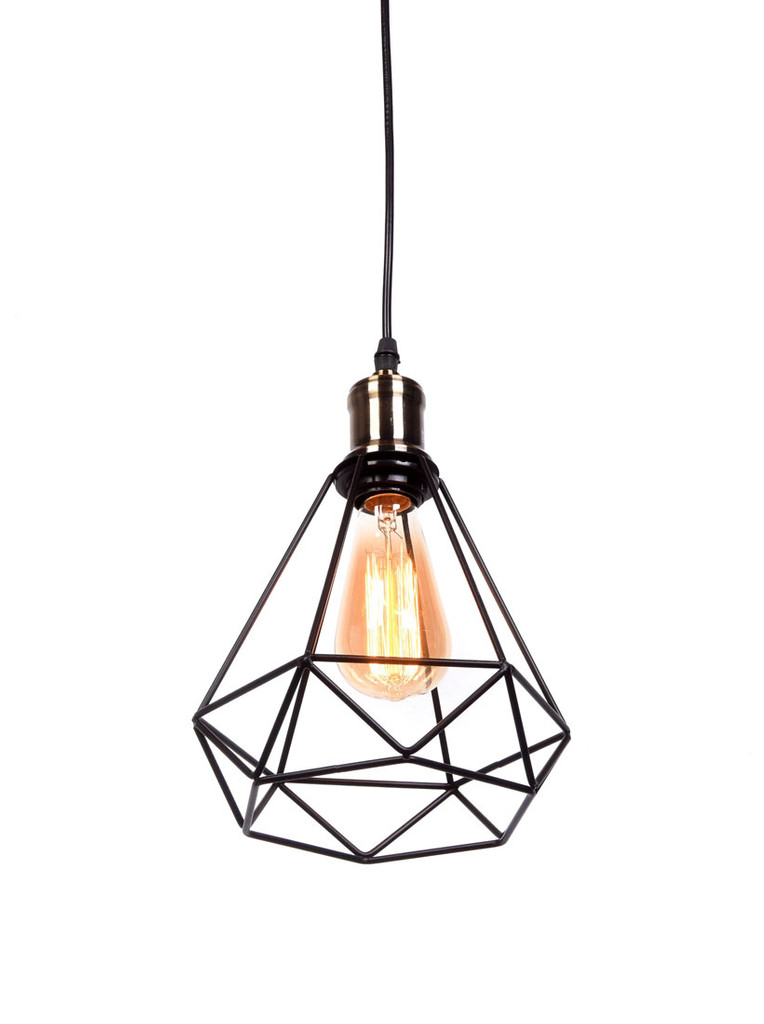 Crna viseća žičana svjetiljka, visilica, dijamant, metalna, dizajnerska - COBI - Lumina Deco slika 4