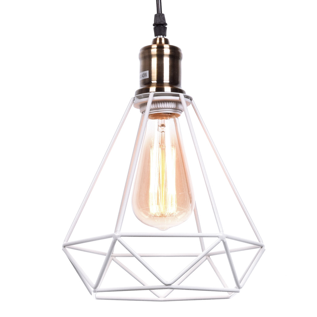 Viseća lampa, visilica od bijele žice u obliku dijamanta, minimalistička - COBI - Lumina Deco slika 1