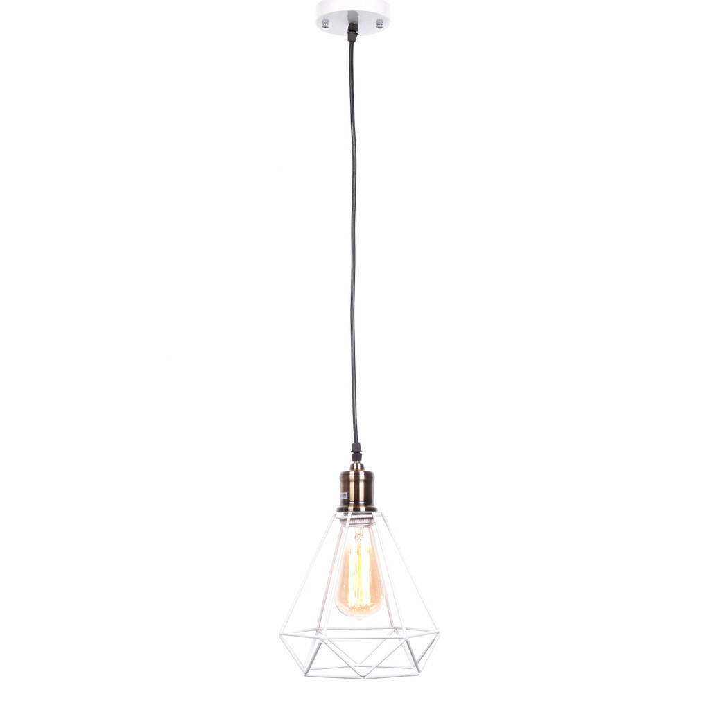 Viseća lampa, visilica od bijele žice u obliku dijamanta, minimalistička - COBI - Lumina Deco slika 3