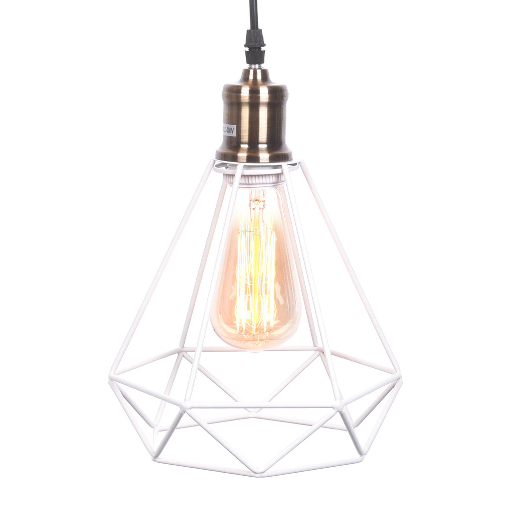 Viseća lampa, visilica od bijele žice u obliku dijamanta, minimalistička - COBI - Lumina Deco slika 4