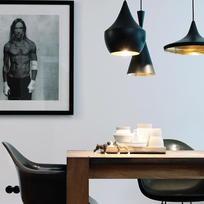 Elegantna moderna visilica, luster, trostruka, crna, metalna, zlatna unutrašnjost - FOGGI W3 - Lumina Deco slika 2