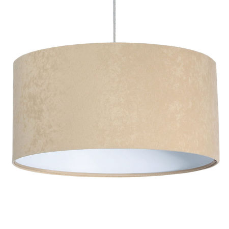 Beżowo-biała lampa wisząca z welurowym kloszem w kształcie walca NIGELLA