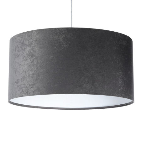 Ciemnoszara lampa wisząca z kloszem z weluru w kształcie walca z białym wnętrzem GRAFIT