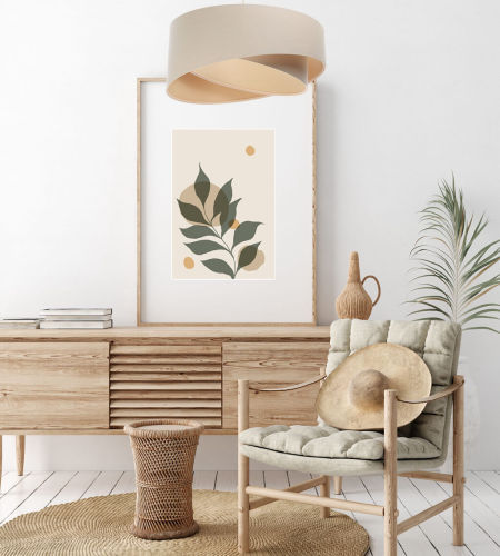 Krem visilica, viseća svjetiljka s asimetričnim sjenilima od lanene tkanine - BOHO