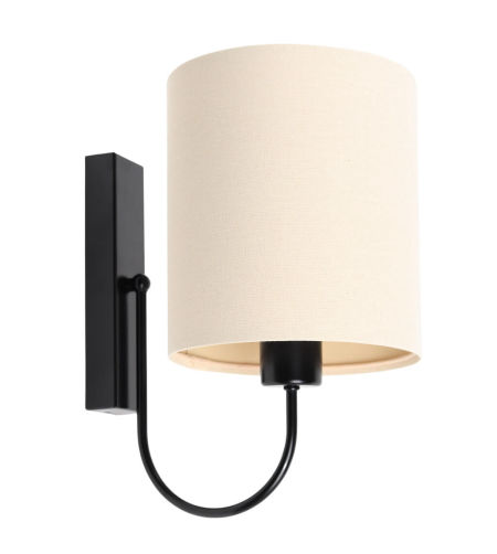 Svijetla kremasta zidna lampa u boho stilu s lanenim abažurom u obliku cilindra BOHO