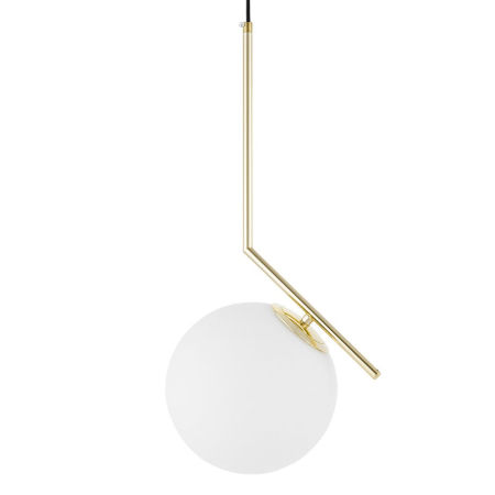 Zlatna visilica, viseća lampa, bijela staklena kugla, dizajnerski krak, klasično zlato - SORENTO