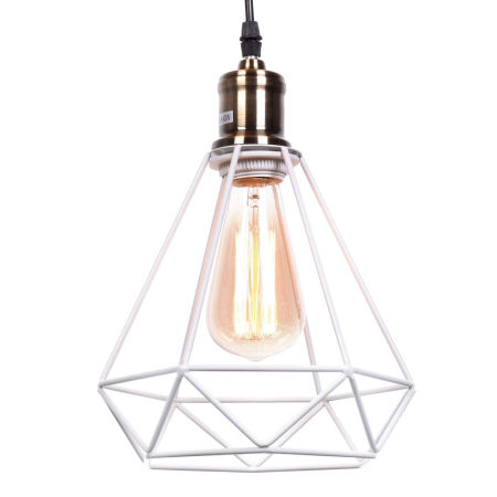 Viseća lampa, visilica od bijele žice u obliku dijamanta, minimalistička - COBI