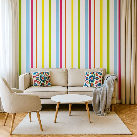 Kolorowa tapeta dekoracyjna w pionowe paski