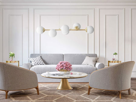 Zlatna viseća svjetiljka, na žici, sa uzdužnom rozetom i staklenim kuglicama, klasična zlatna - FINO