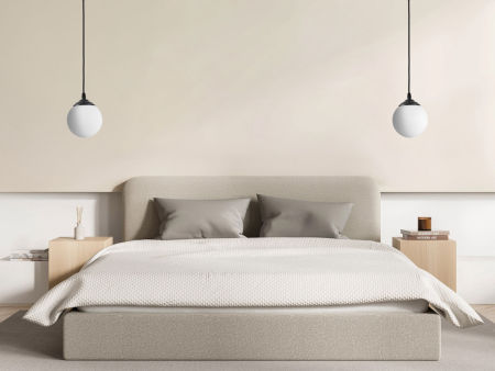 Pojedinačna visilica, crna viseća lampa, bijela staklena kugla, kuglasto sjenilo - FINO W1