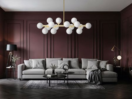 Zlatna visilica, viseća svjetiljka, bijele staklene kugle, moderni luster, klasično zlato - PETRICA