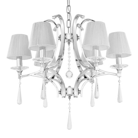 Żyrandol kryształowy VENISIA W6 srebrny, jasno-szary abażur